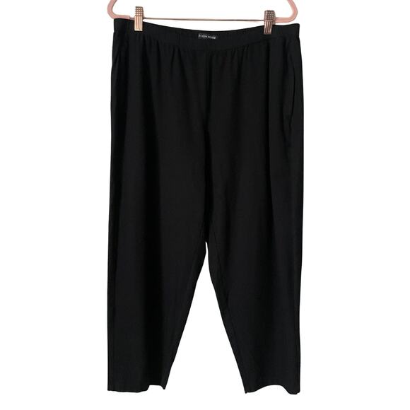 Eileen Fisher Pants Womens Large Black Washable Stretch Crepe High Rise Ankle - Picture 1 of 11